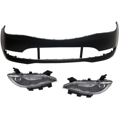 Front Bumper Cover Kit with Headlights for Chrysler 200 (2015–2017)