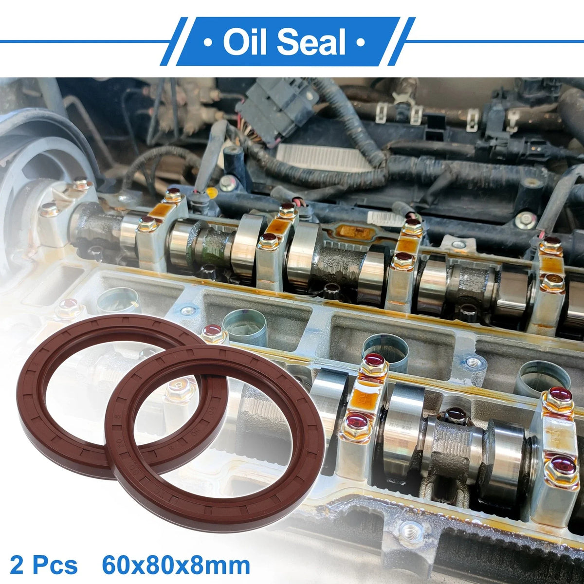 2X Oil Seal Rotary Shaft Seal FKM Rubber 60x80x8mm  