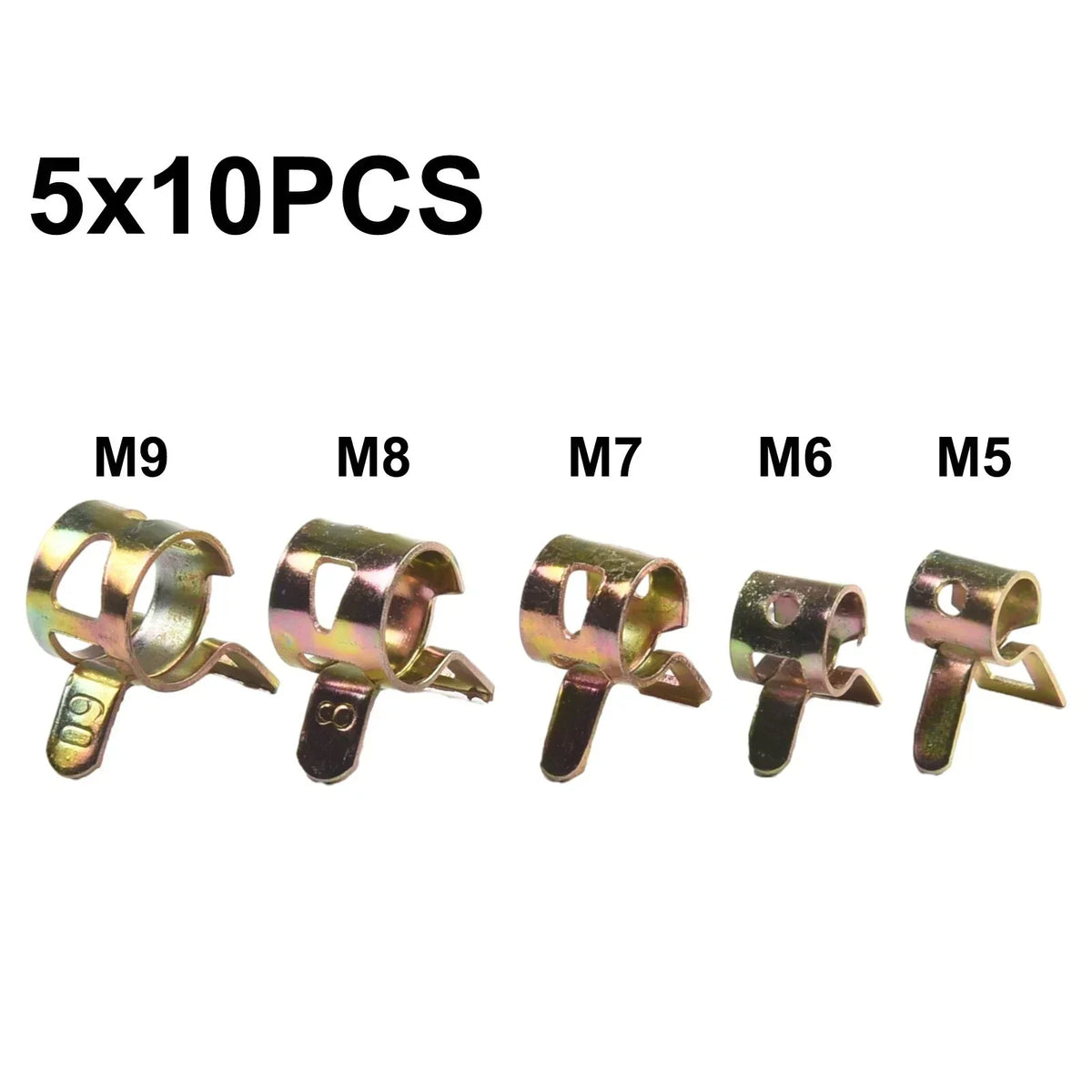Fastener Spring Clip Clamp Set 50 pcs 5-9mm Assortment