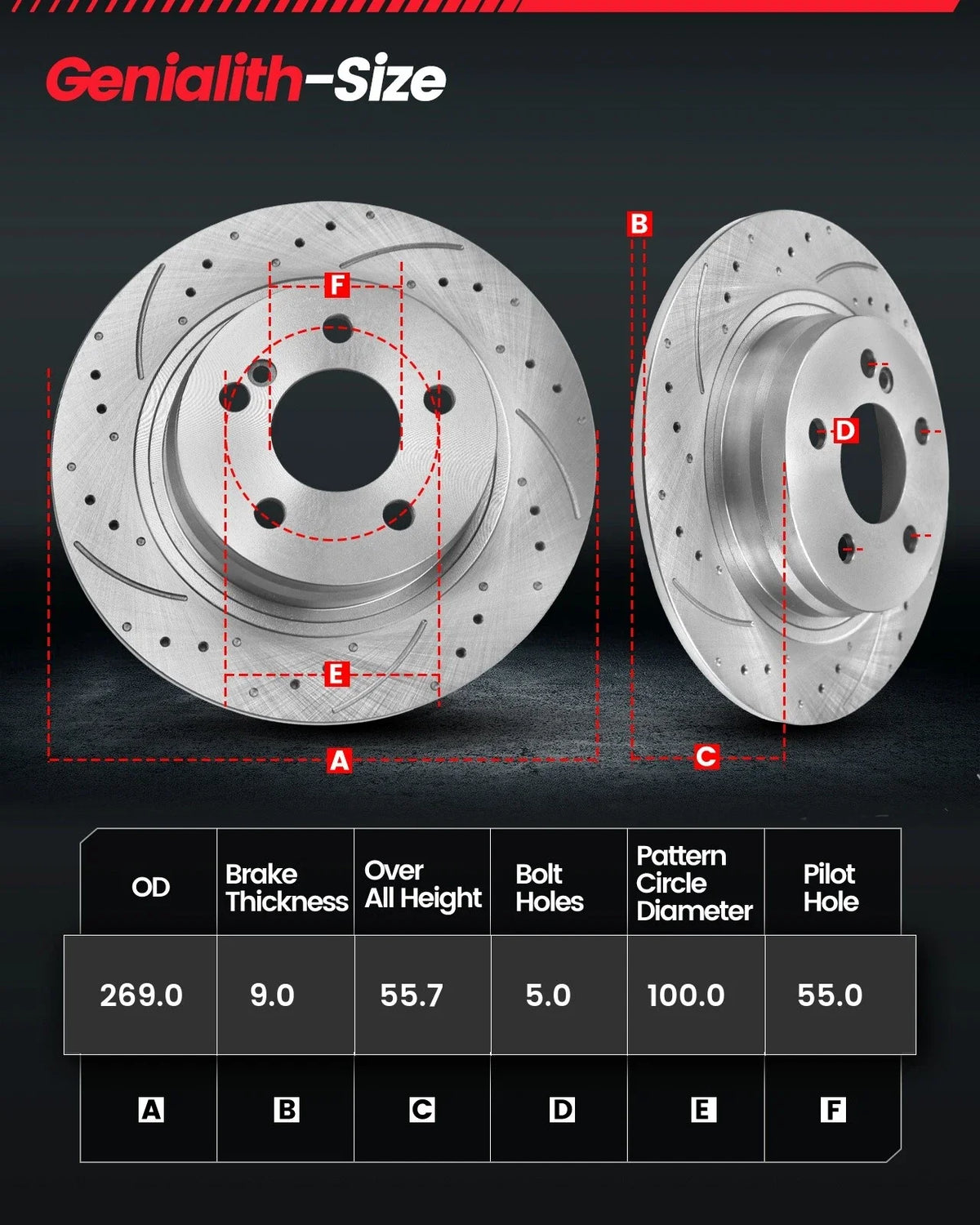Rear Disc Rotors with Ceramic Brake Pads Kit for Scion TC 2005-2010