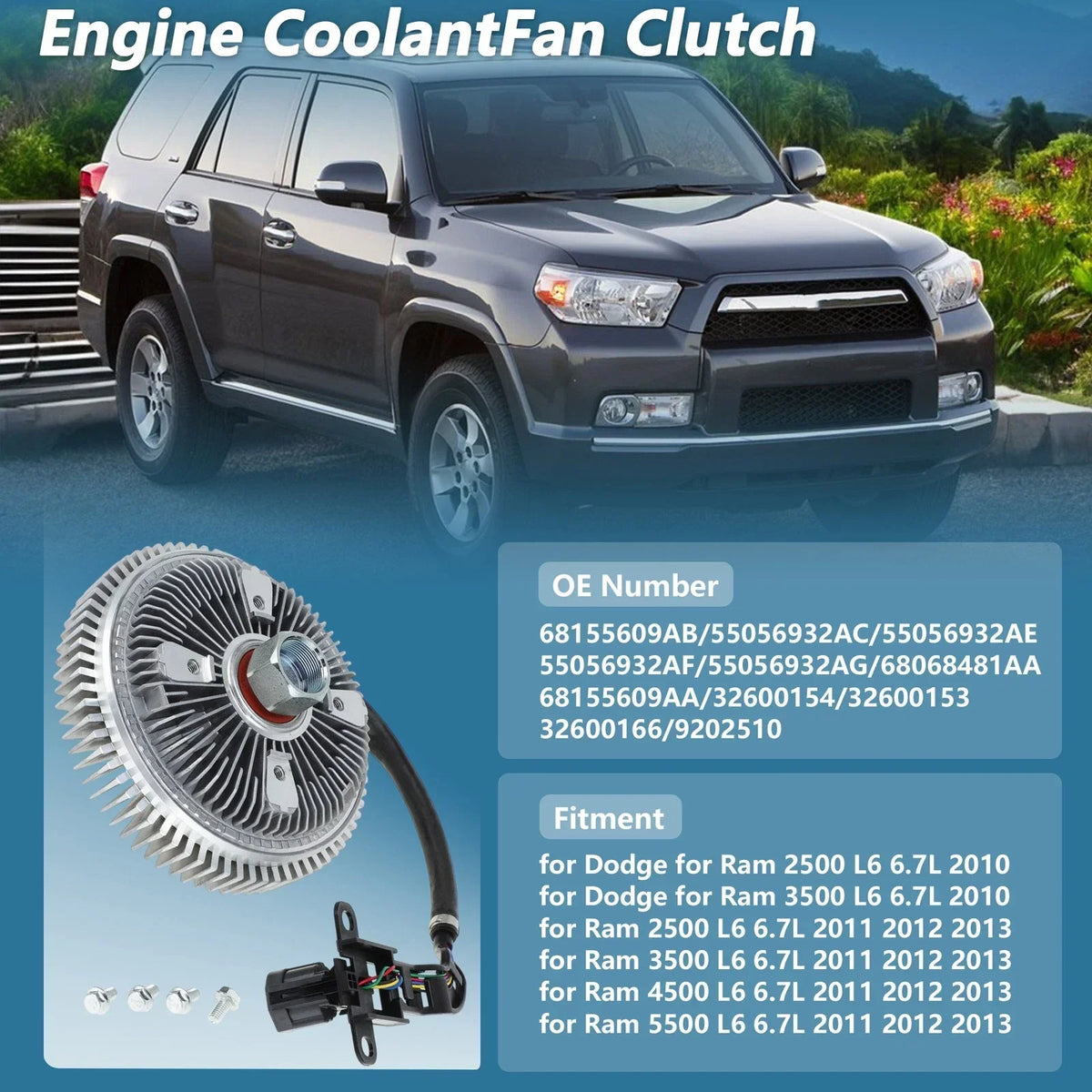 Cooling Fan Clutch Assembly for 6.7L Dodge Ram 2500 3500 (2011-2013)