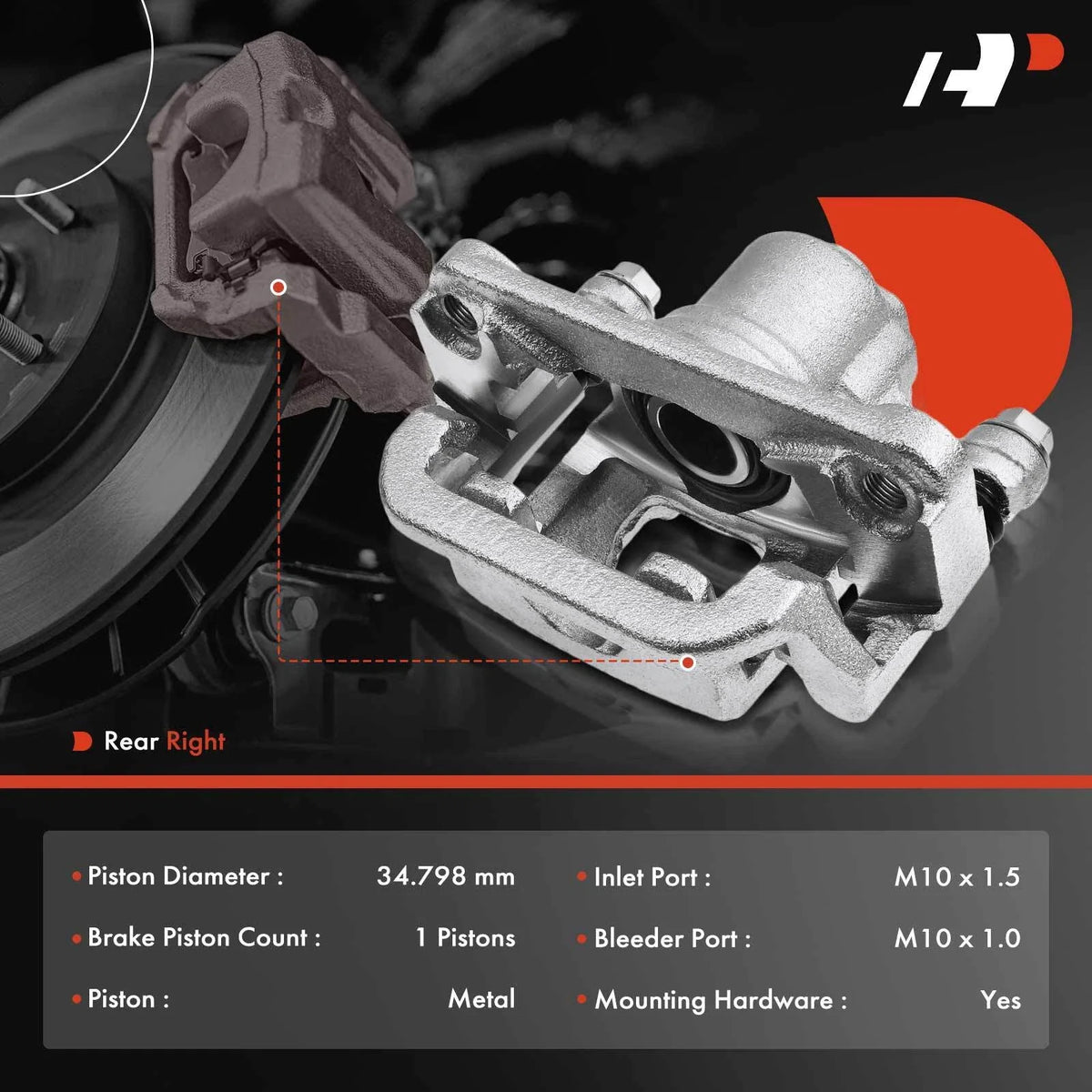 Disc Brake Caliper with Bracket, Rear Right for Nissan Juke 2011-2017