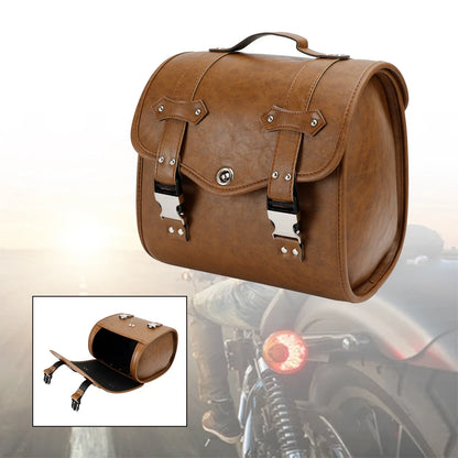 Saddlebag Side Storage Tool Bag for Universal Motorcycle (Quick Release, Brown)