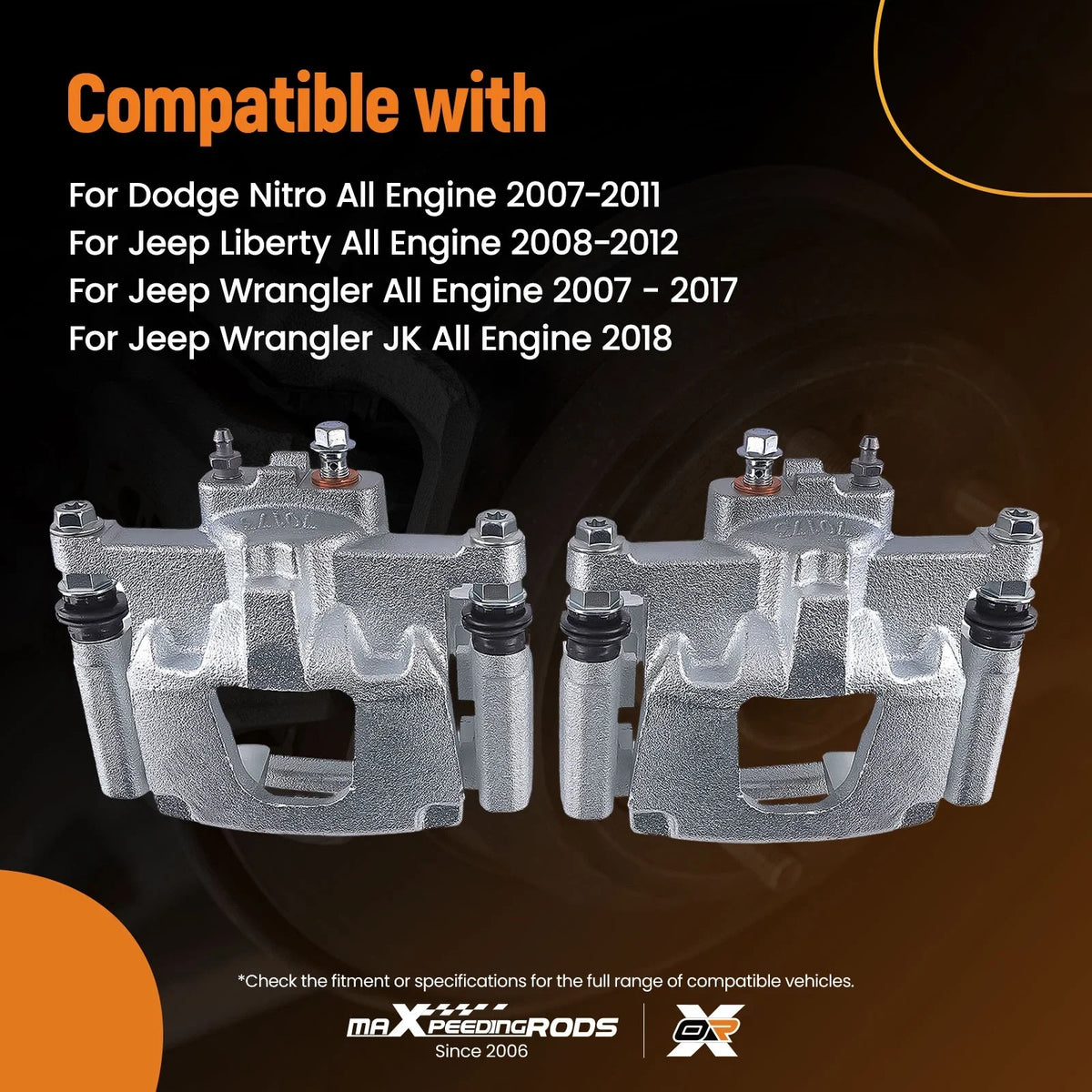 Rear Brake Caliper Pair for Wrangler Liberty Nitro 2002-2012