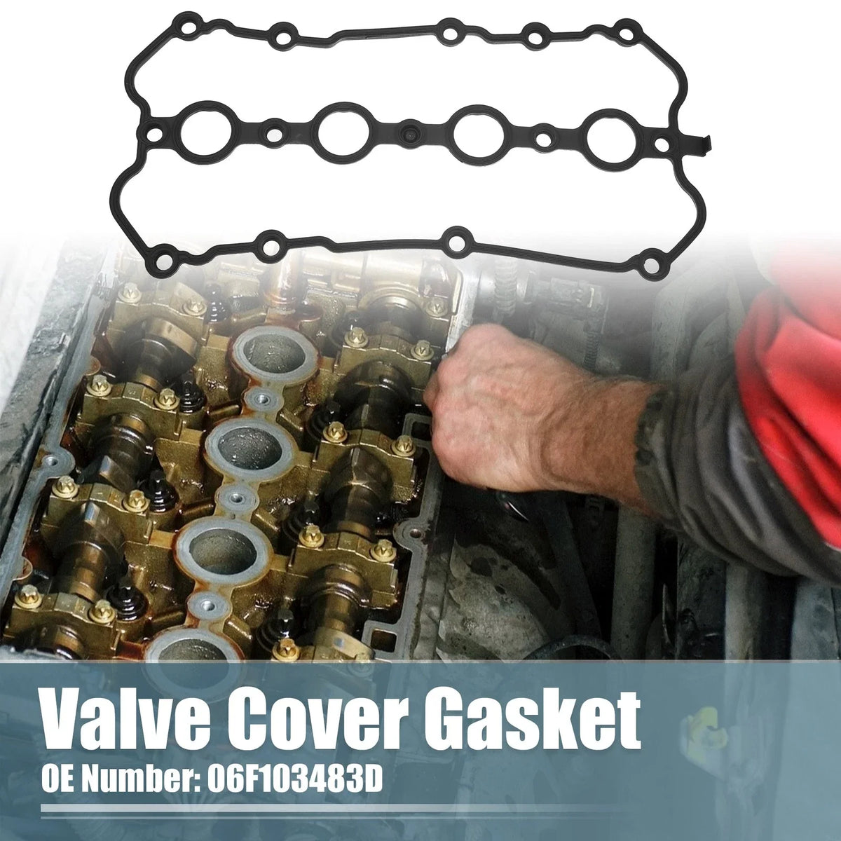 Engine Valve Cover Gaskets 06F103483D for Audi A4 (2005–2009) Black Rubber