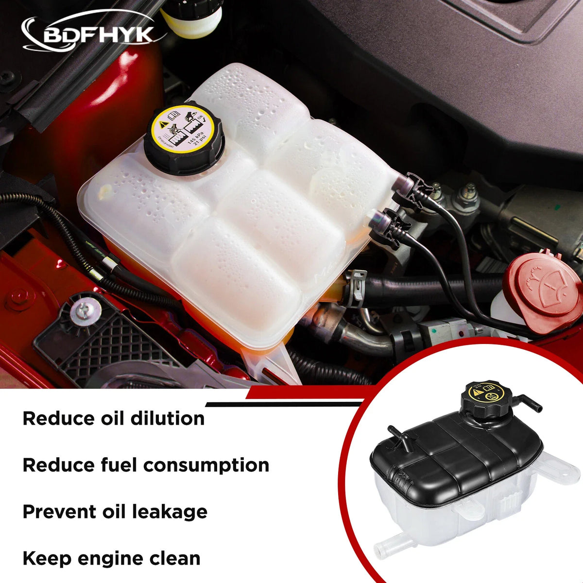 Overflow Coolant Tank with Cap for Chevy Trax, Buick Encore 2013-2021