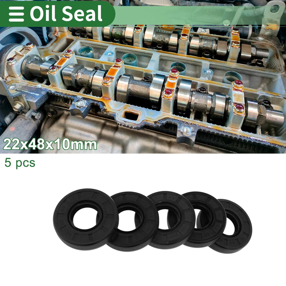 Oil Seal   22x48x10mm NBR Rubber Black
