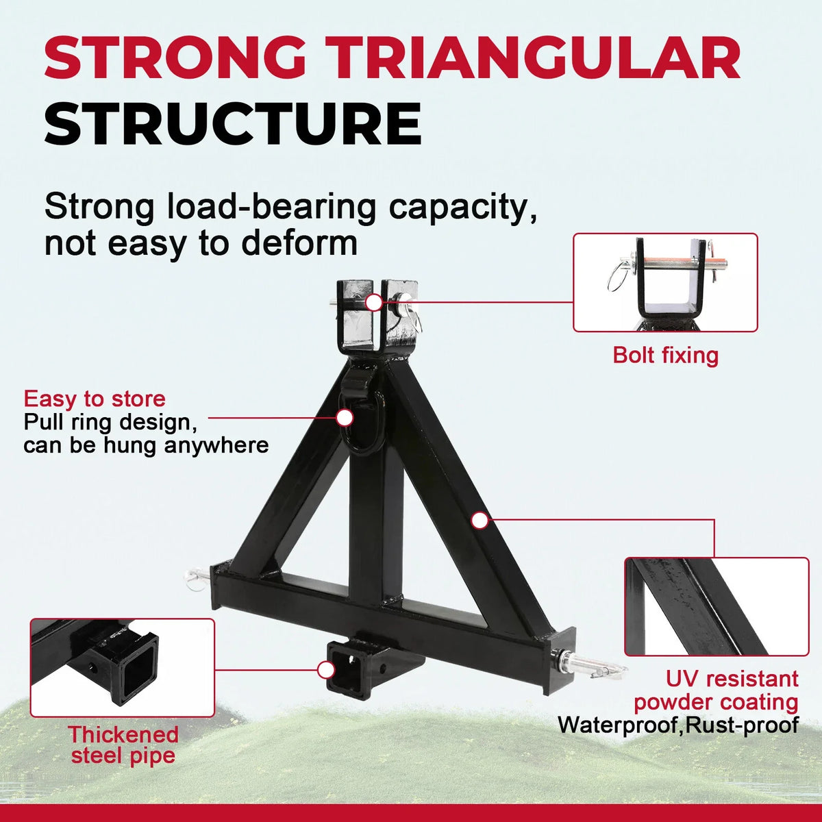 2" Receiver Trailer Hitch for Category 1 Tractor - Heavy Duty