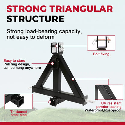 2" Receiver Trailer Hitch for Category 1 Tractor - Heavy Duty