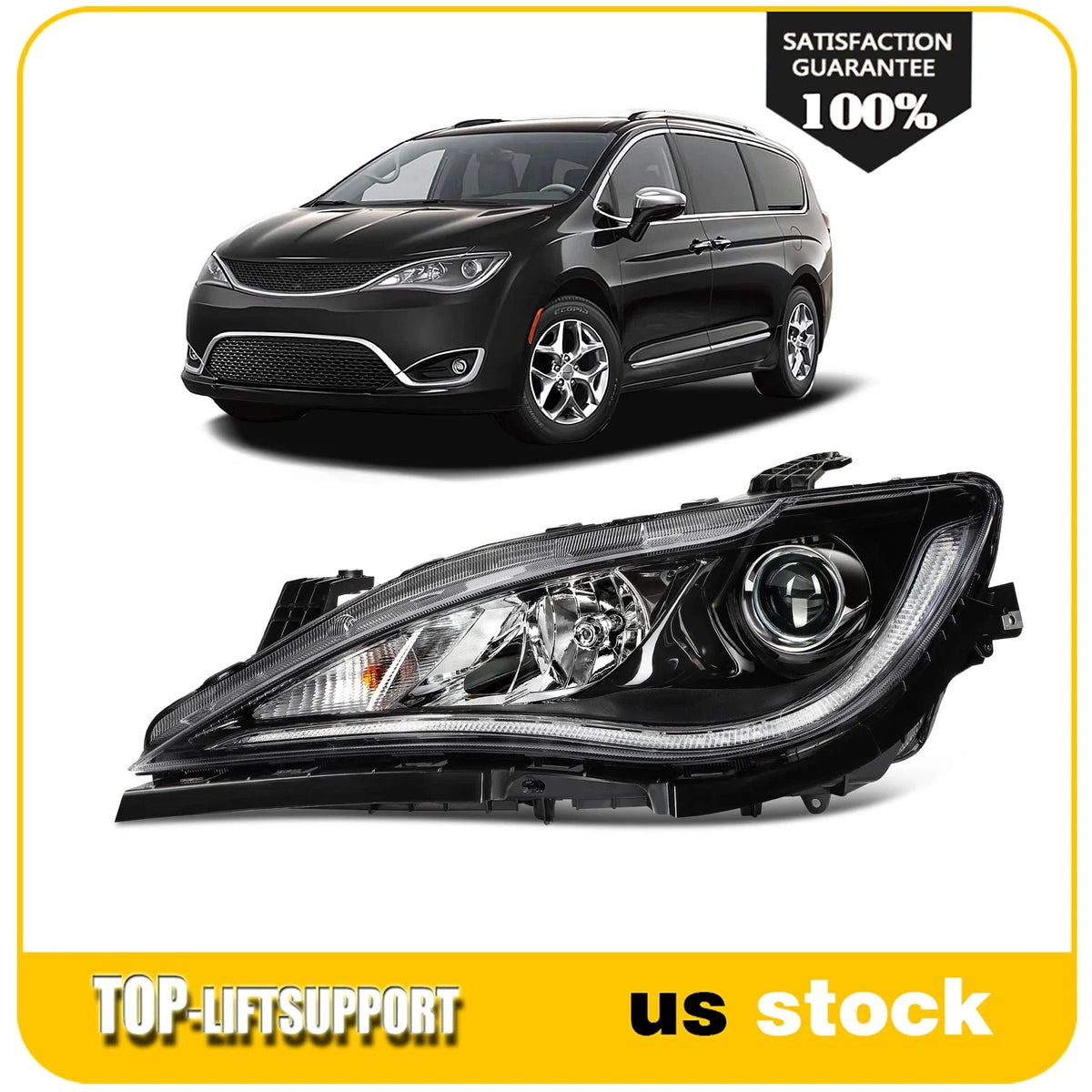 Left Side Halogen Quad Headlight for Chrysler Pacifica, Voyager (2017–2020)
