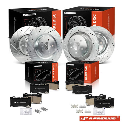 Set of 4 Drilled Brake Rotors with Ceramic Pads for Infiniti G37 (2008–2013)