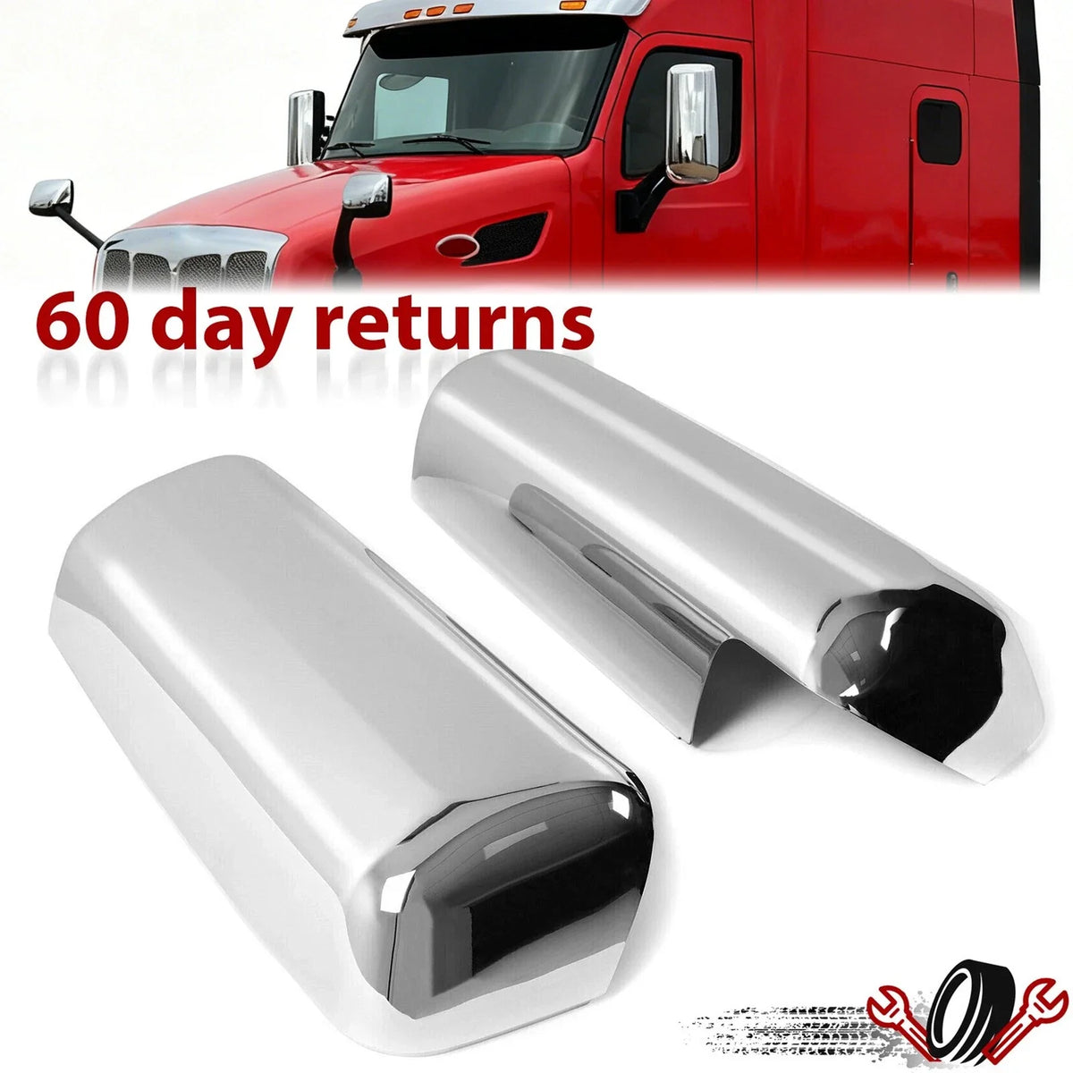 2X Chrome Door Mirror Cover Caps for Peterbilt 579 (2015–2023)