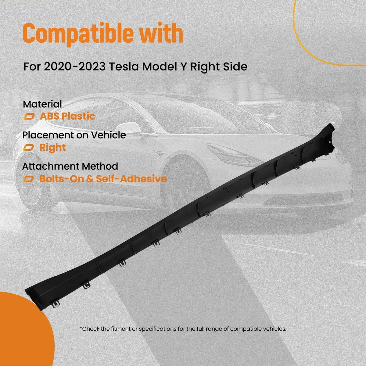 Panel Extension Lip Right for Tesla Model Y (2020–2023) Black 1497744-00-B