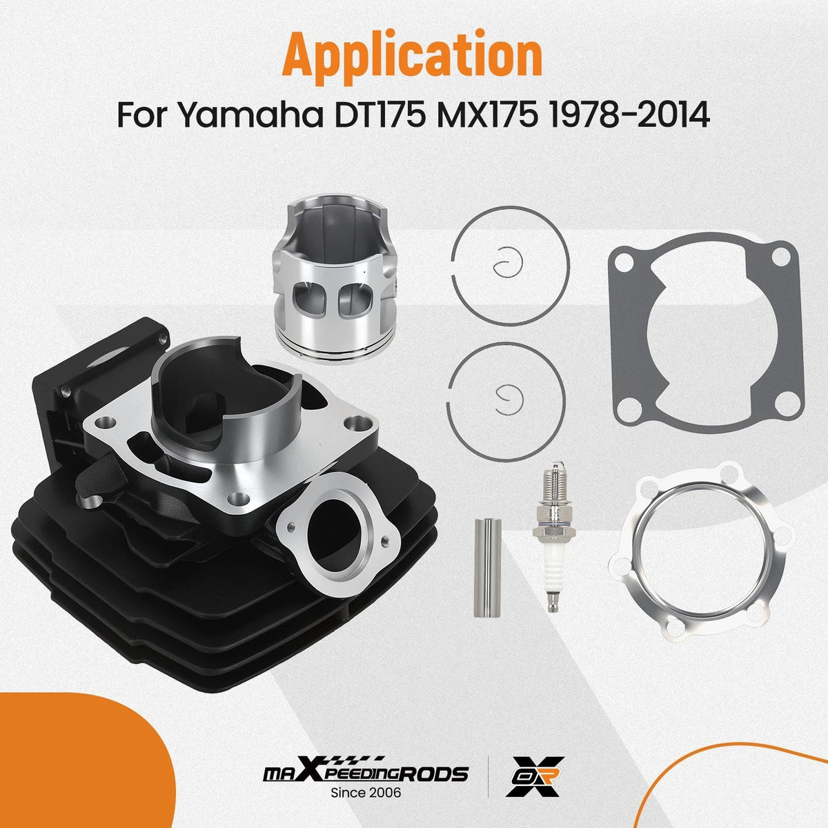 Cylinder Piston Kit 66mm Bore for Yamaha DT175 F G H (1978–2014) 2A7-11311-00