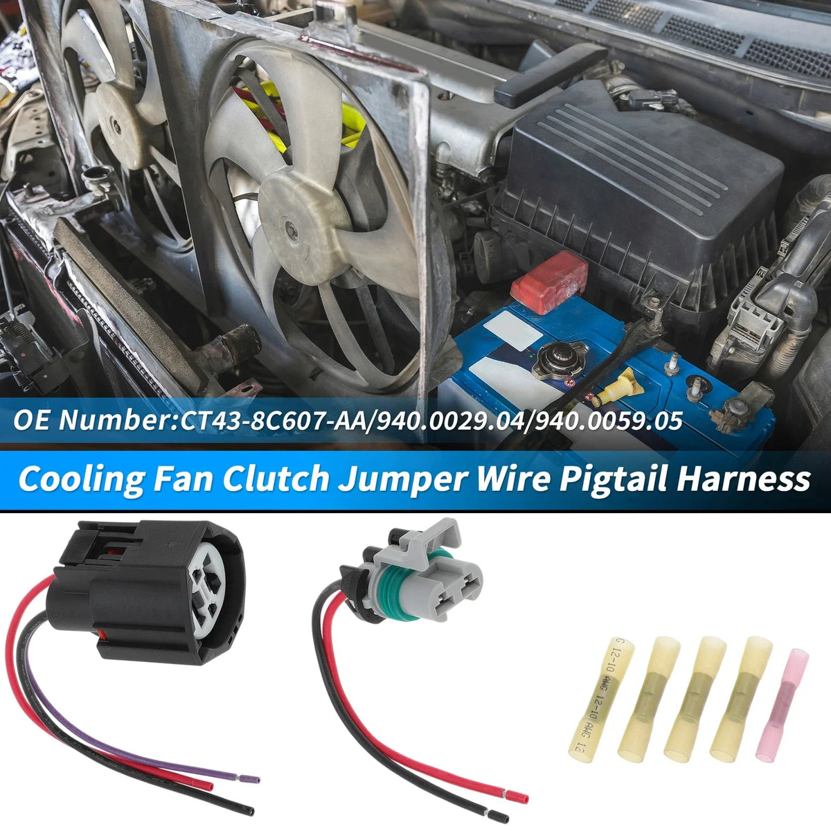 Cooling Fan Clutch Jumper Wire Pigtail Harness for Lincoln (CT43-8C607-AA)