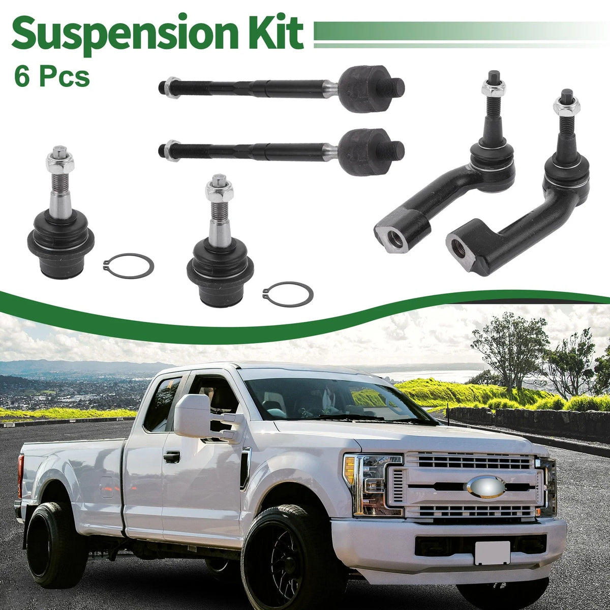 6 Pcs Front Suspension Kit Inner Outer Tie Rod Ends for Ford Expedition 