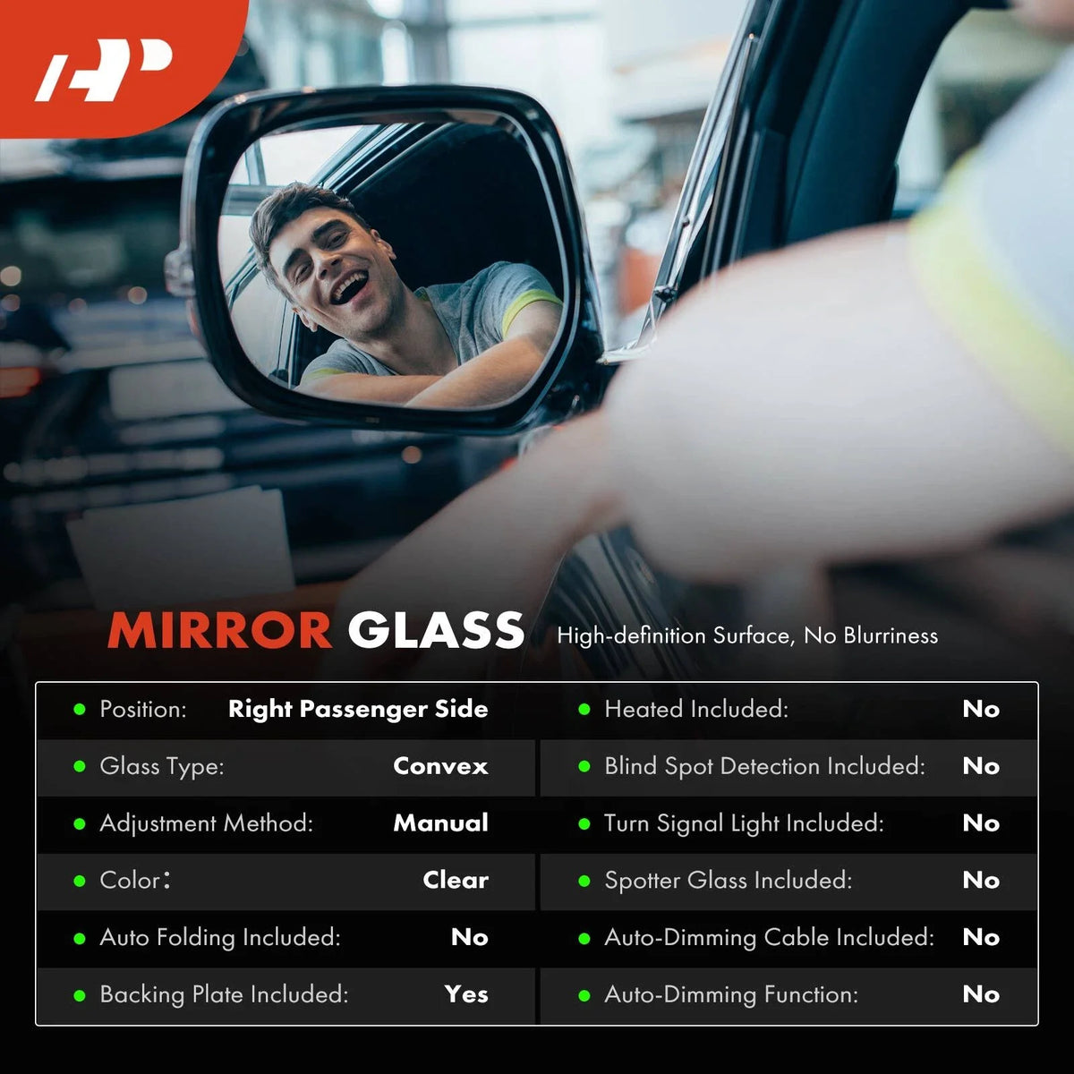 Passenger Side Manual Mirror Glass for Nissan Versa (2012-2014)