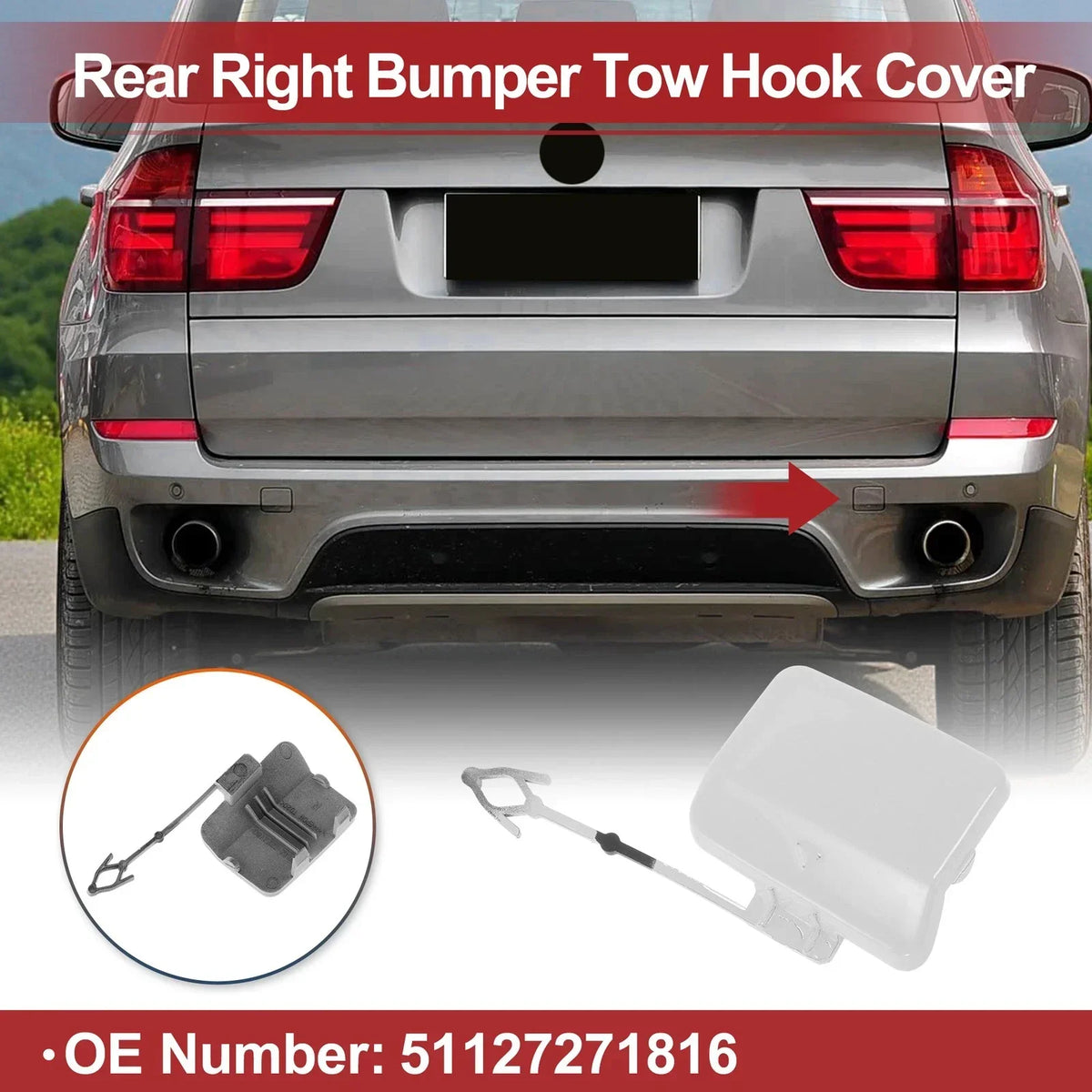 Tow Hook Cover Cap - White (2011-2013) for BMW X5 E70