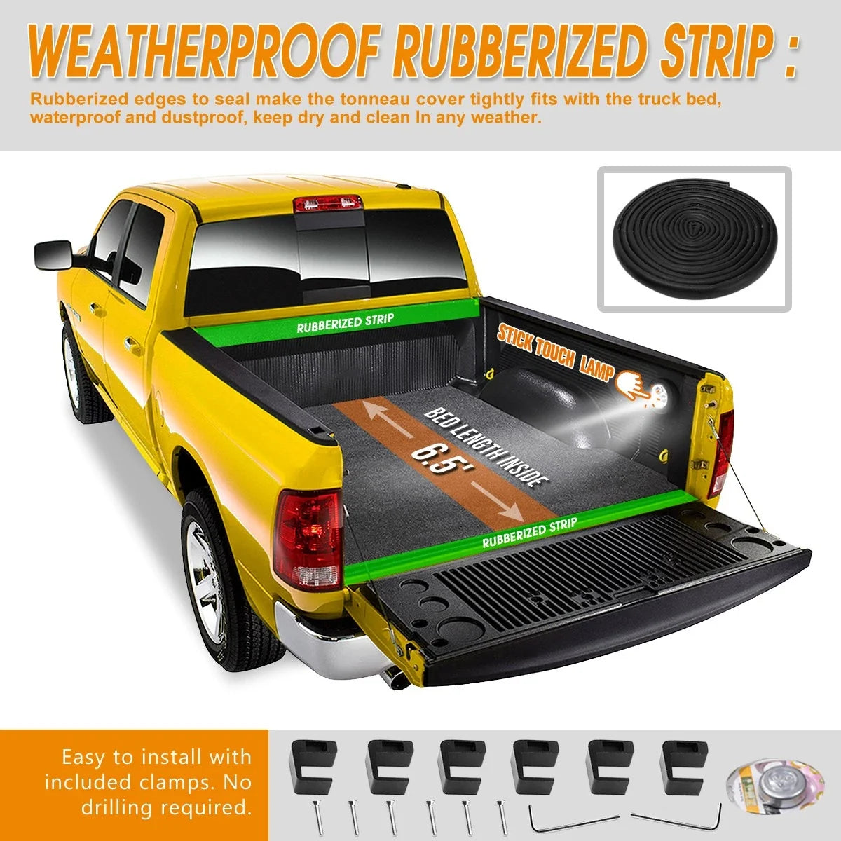 Vinyl Soft Top Roll-up Tonneau Cover for Ford Super Duty (1999–2016) 6.5ft