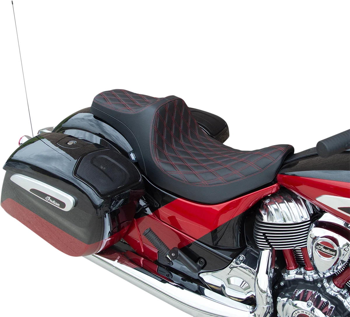 Predator III Seat for Harley-Davidson (2000–2023) - Double Diamond, Red Stitching