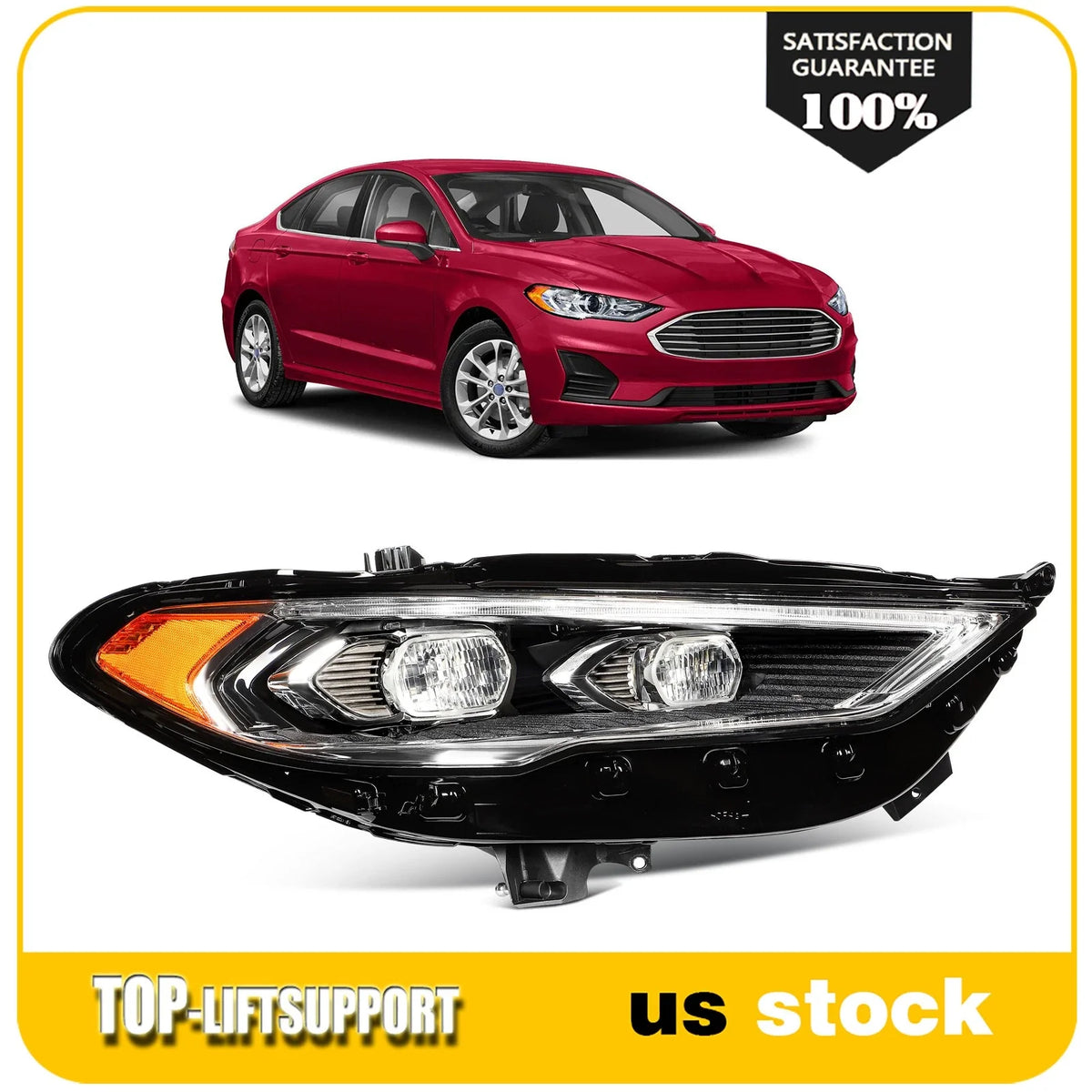Full LED Headlight w/Projector for Ford Fusion (2017–2020)