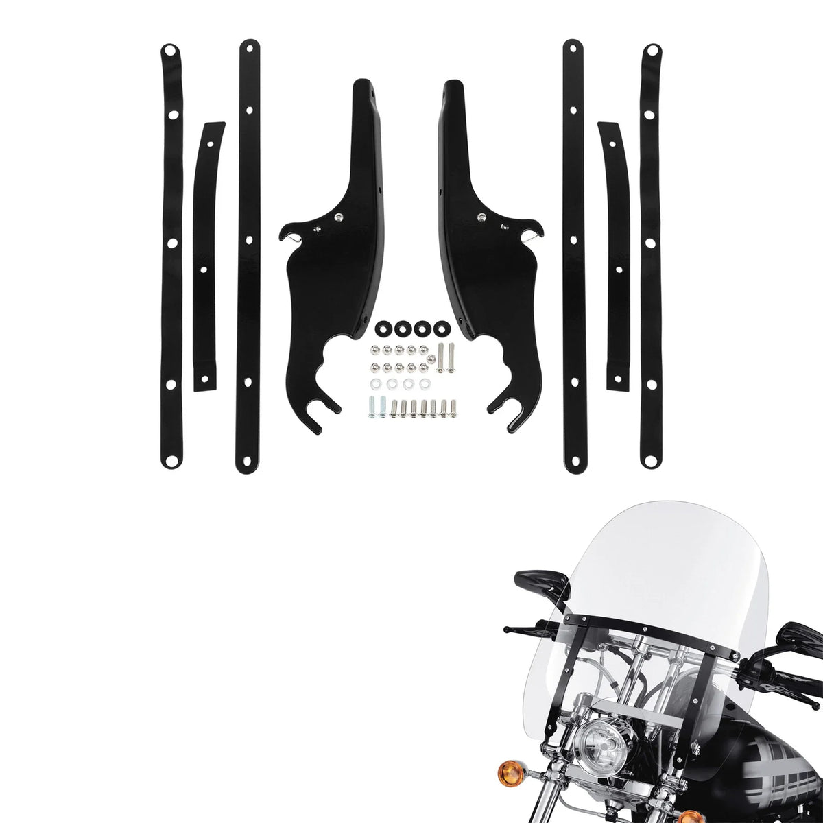 Windshield Screen Mount Bracket Kit for Softail Slim Fat Boy 2000-2017