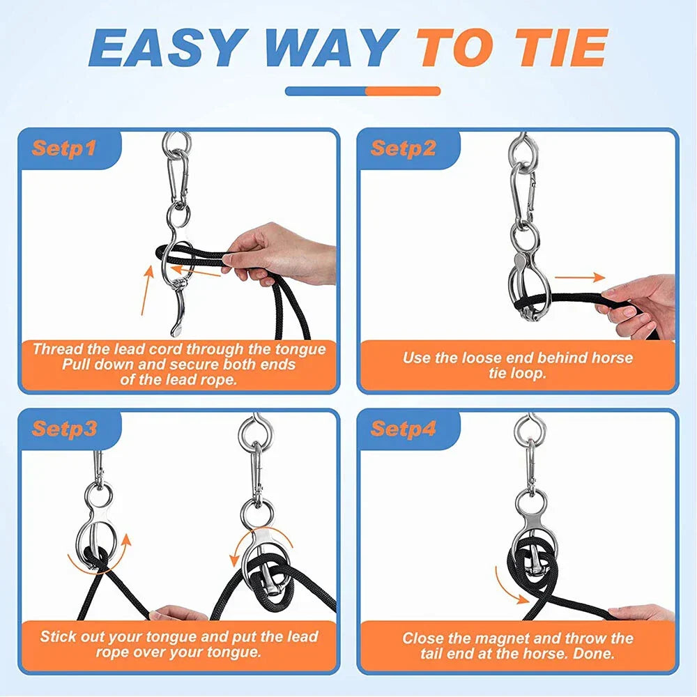 Horse Tie Ring with Snaps and Eye Bolts - Pull Prevention