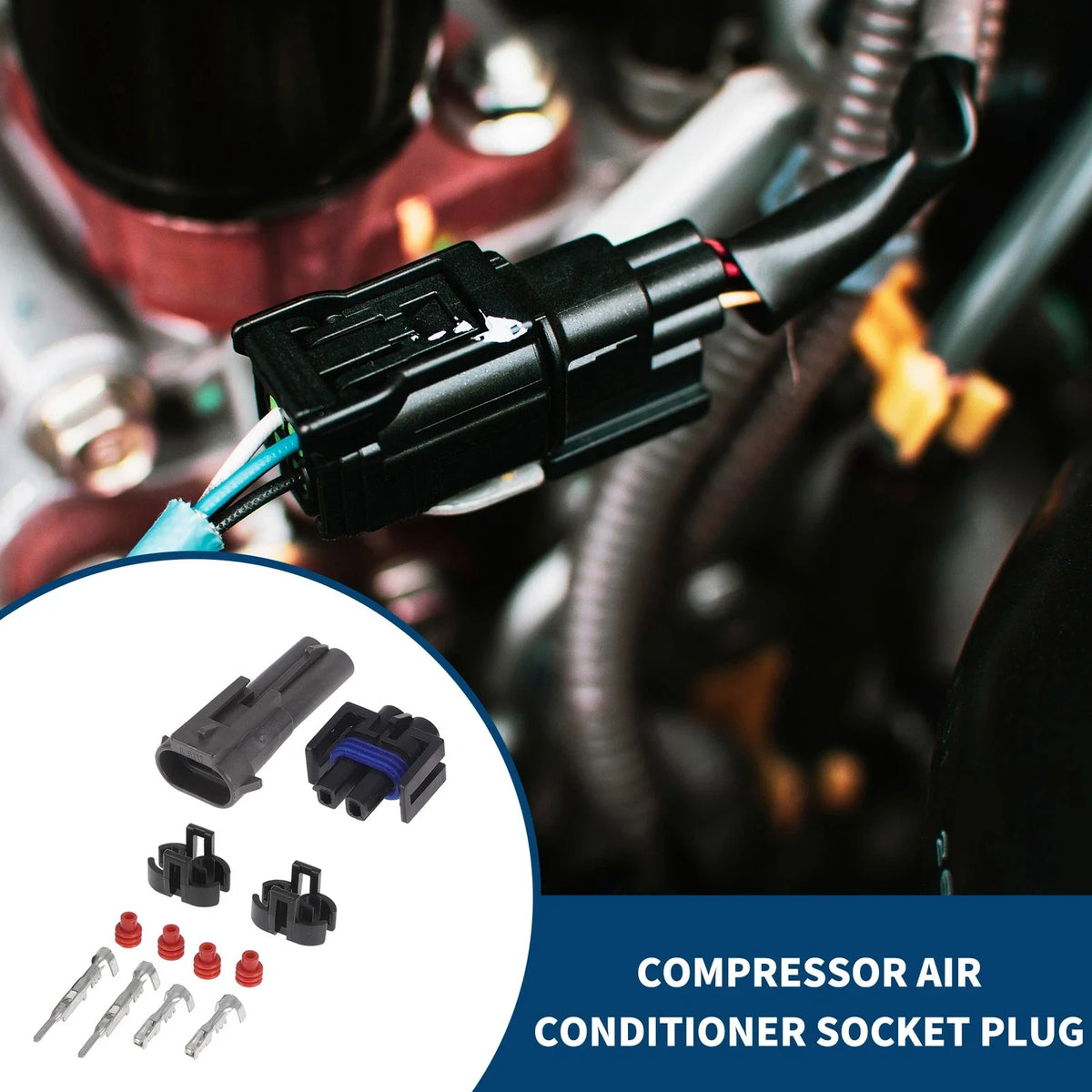 2 Pins Compressor Air Conditioner Socket Plug for Buick 
