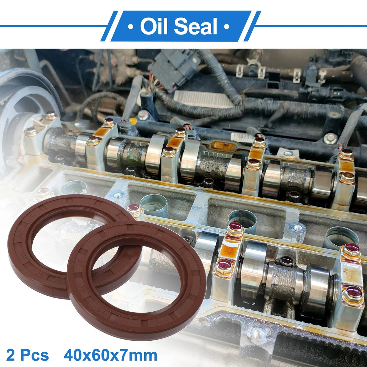 2X Oil Seal Rotary Shaft Seal FKM Rubber 40x60x7mm  