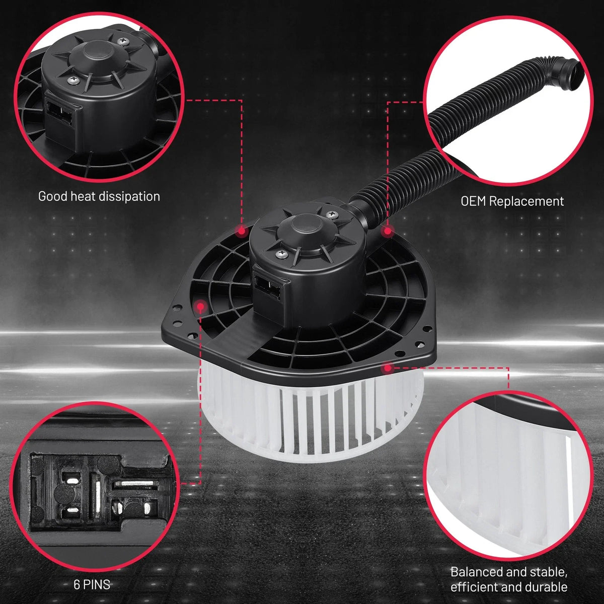 Heater Blower Motor w/ Fan Cage for Subaru Baja (2003–2006), Outback (2001–2004)