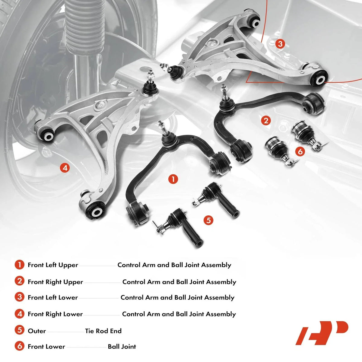Set of 8 Front Outer Ball Joints for Ford F-150 (2004-2008)