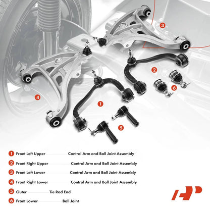 Set of 8 Front Outer Ball Joints for Ford F-150 (2004-2008)