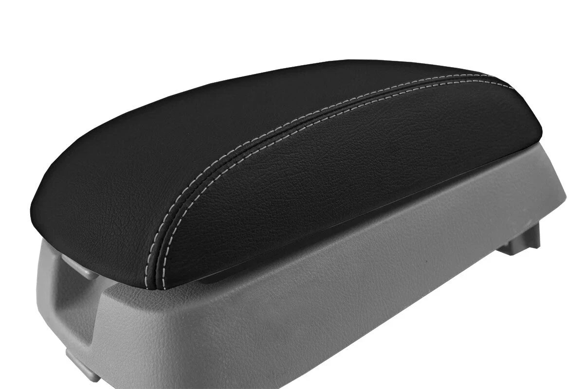 Leather Console Lid Armrest Cover for Hyundai Santa Fe (2007–2012) Gray Stitch