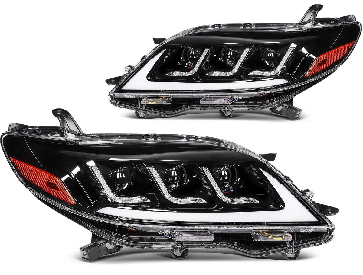 2X Full LED Headlights Assembly for Toyota Sienna (2011–2020) Black