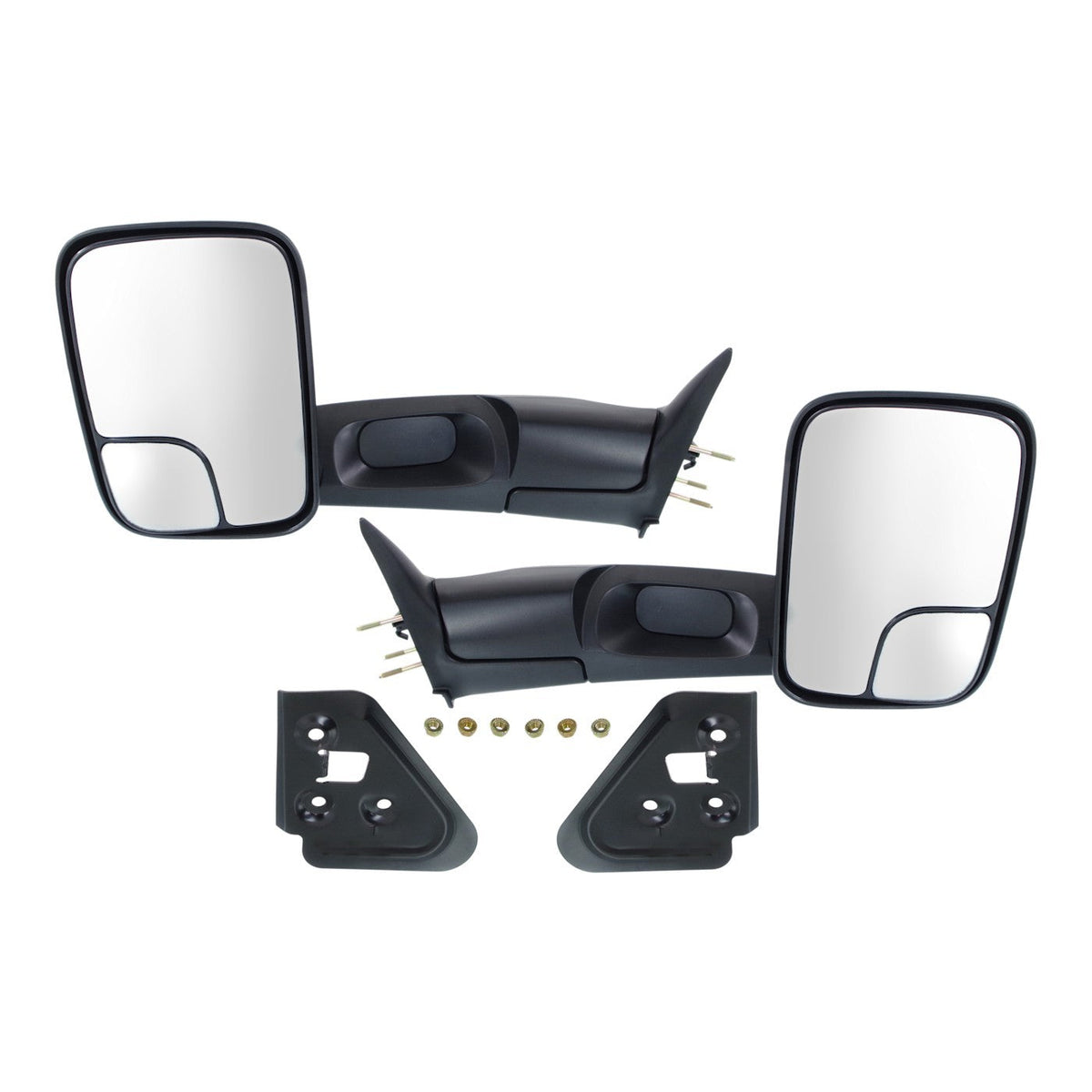 Folding Towing Manual Mirror Pair for Dodge Ram 1500 (1994-2001) Black