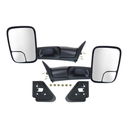 Folding Towing Manual Mirror Pair for Dodge Ram 1500 (1994-2001) Black