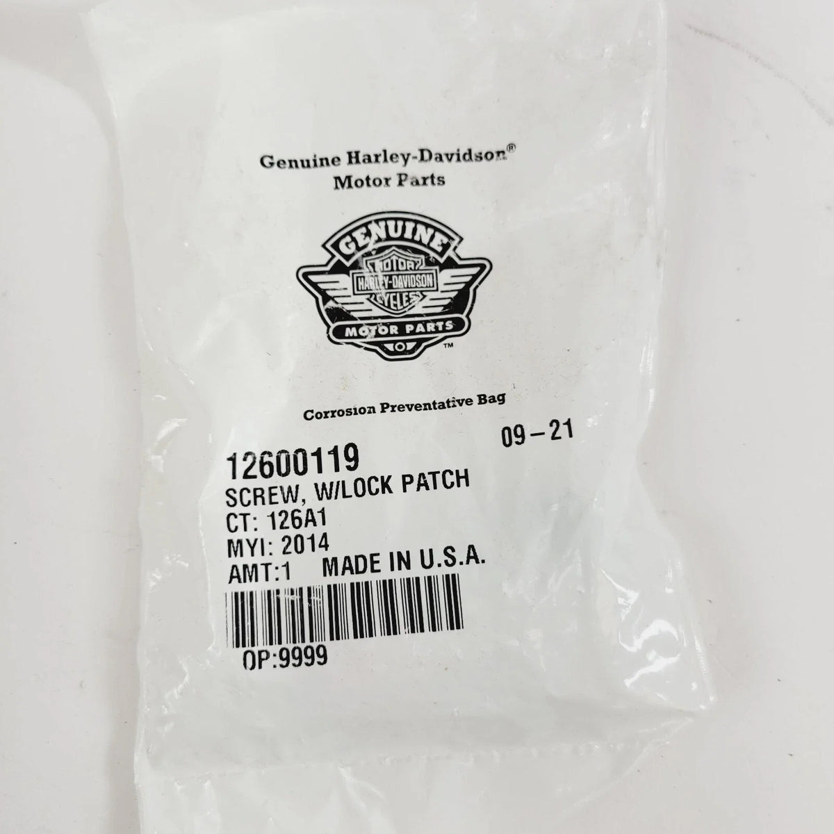 Hex Head Screw with Lockpatch for Harley Davidson (12600119)