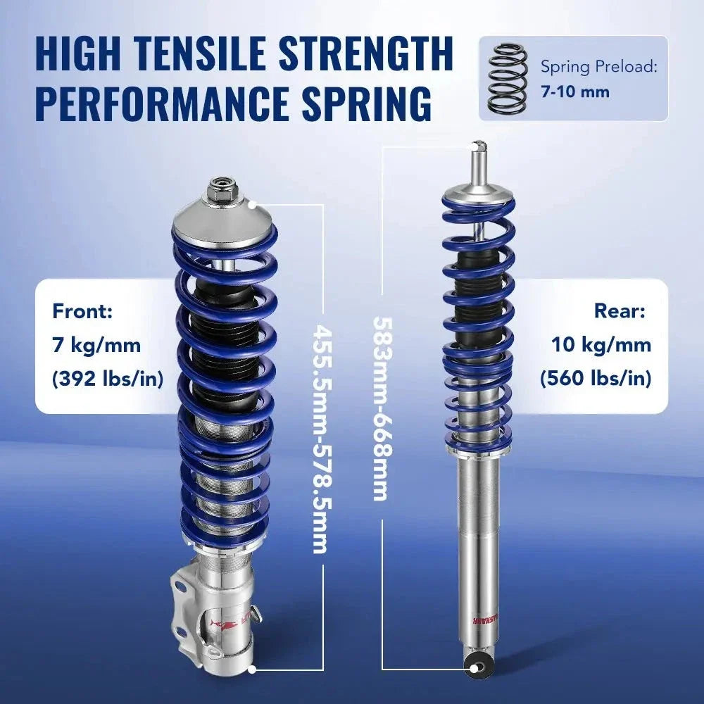 Coilover Struts for VW Golf Jetta MK2 MK3 (1985–1999) Adjustable