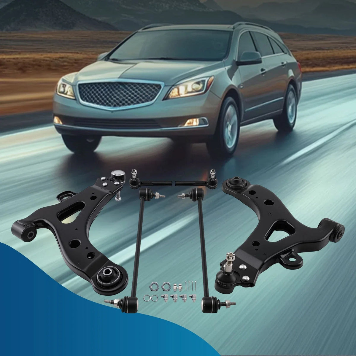 6 Piece Front Lower Control Arms with Sway Bar Kit for 2005-2007 Buick Terraza