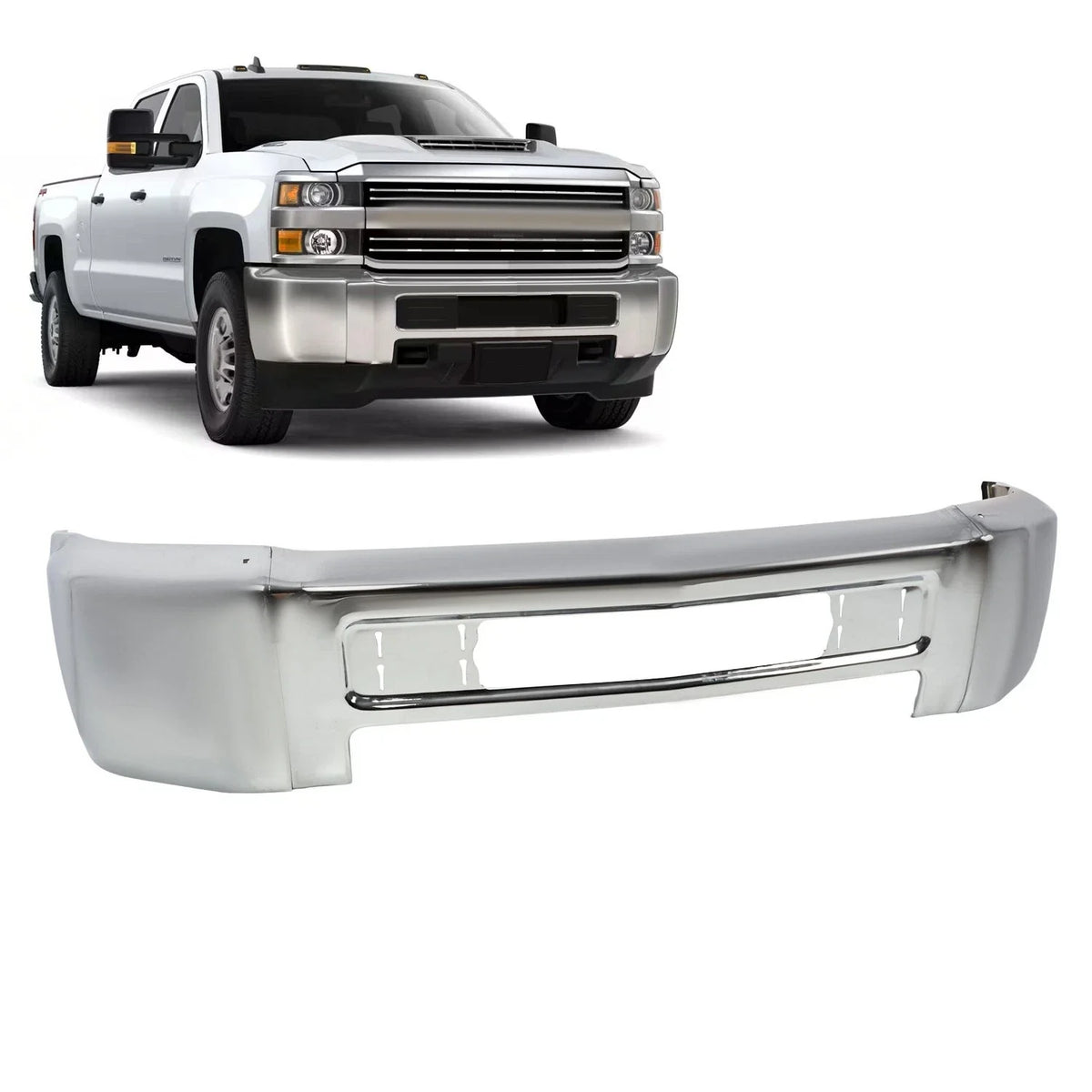 Chrome Front Bumper Face Bar for Chevy Silverado 2500HD 3500 HD (2015–2019)