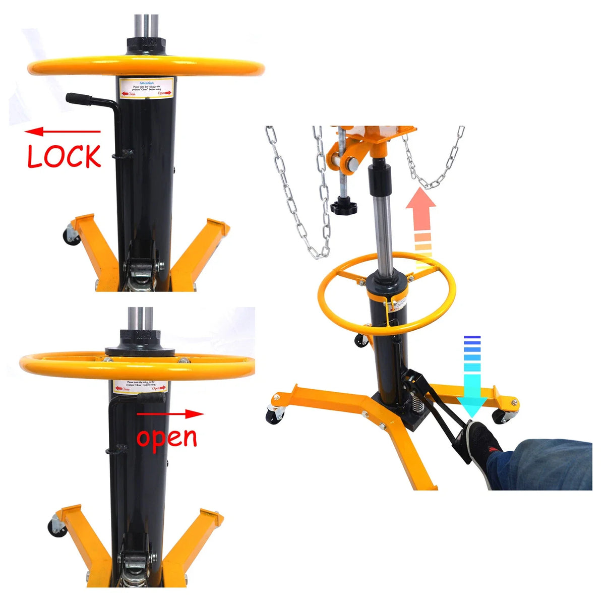 1100 lbs Hydraulic Transmission Jack - 2 Stage for Car Lifting
