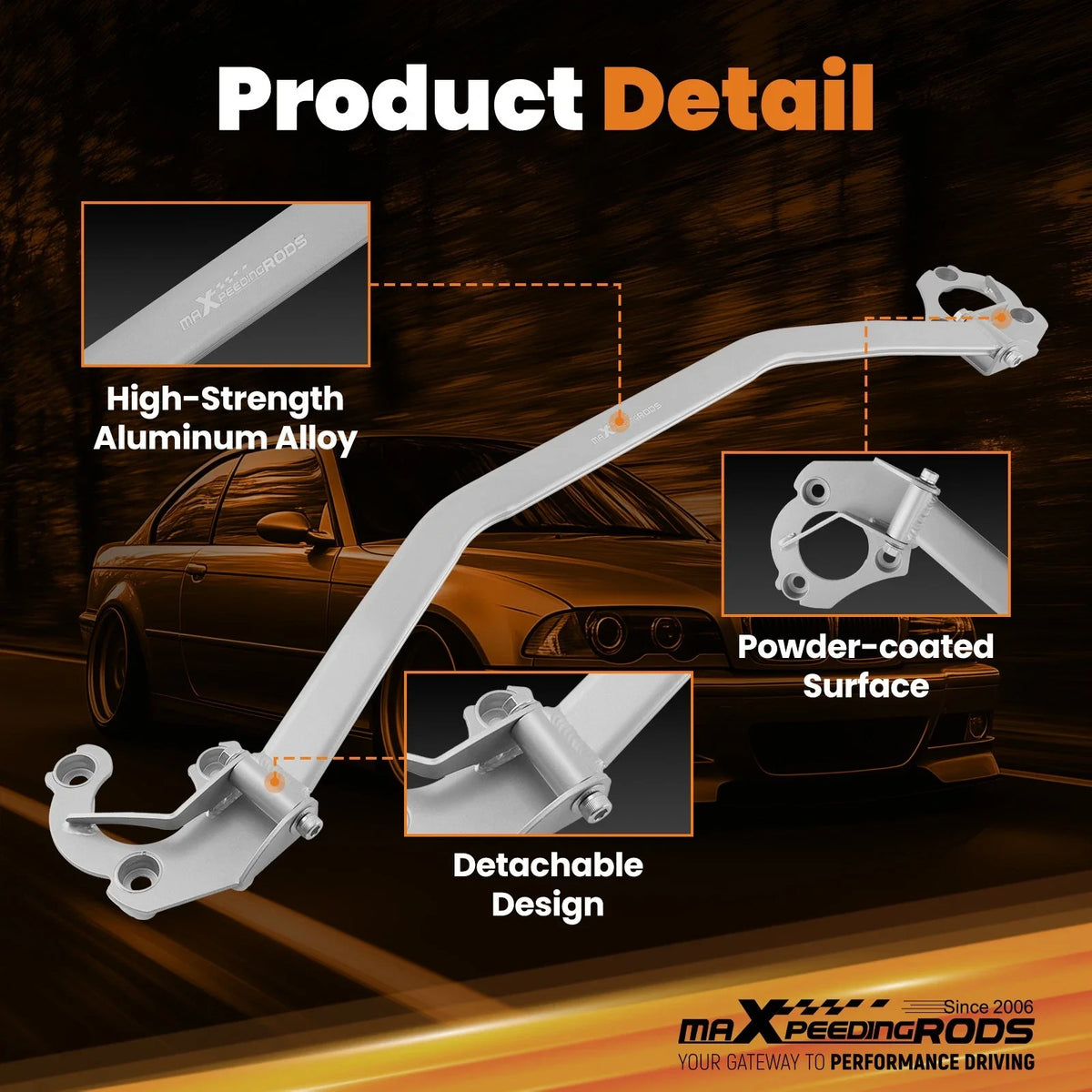 Upper Strut Bar Tower Brace Set for BMW 3 Series E36 (1992-1998) - 2 Pieces