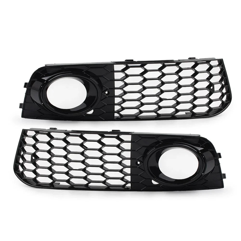2X Front Fog Light Grille Cover for Audi A4 B8 (2009–2012) Black Hex Mesh