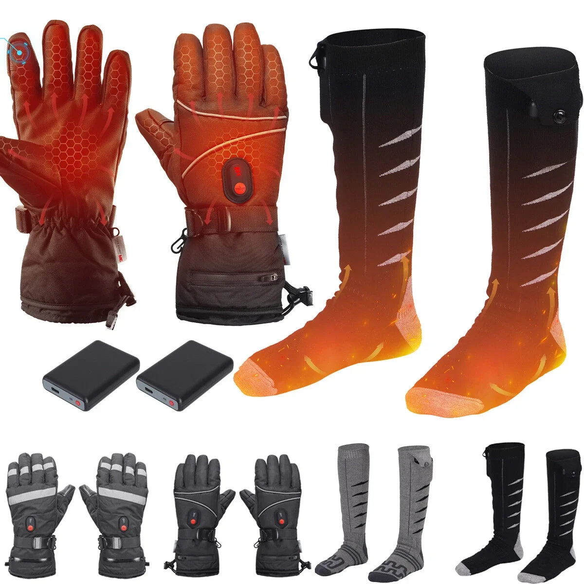 Rechargeable Heated Socks and Gloves for Winter Warmth