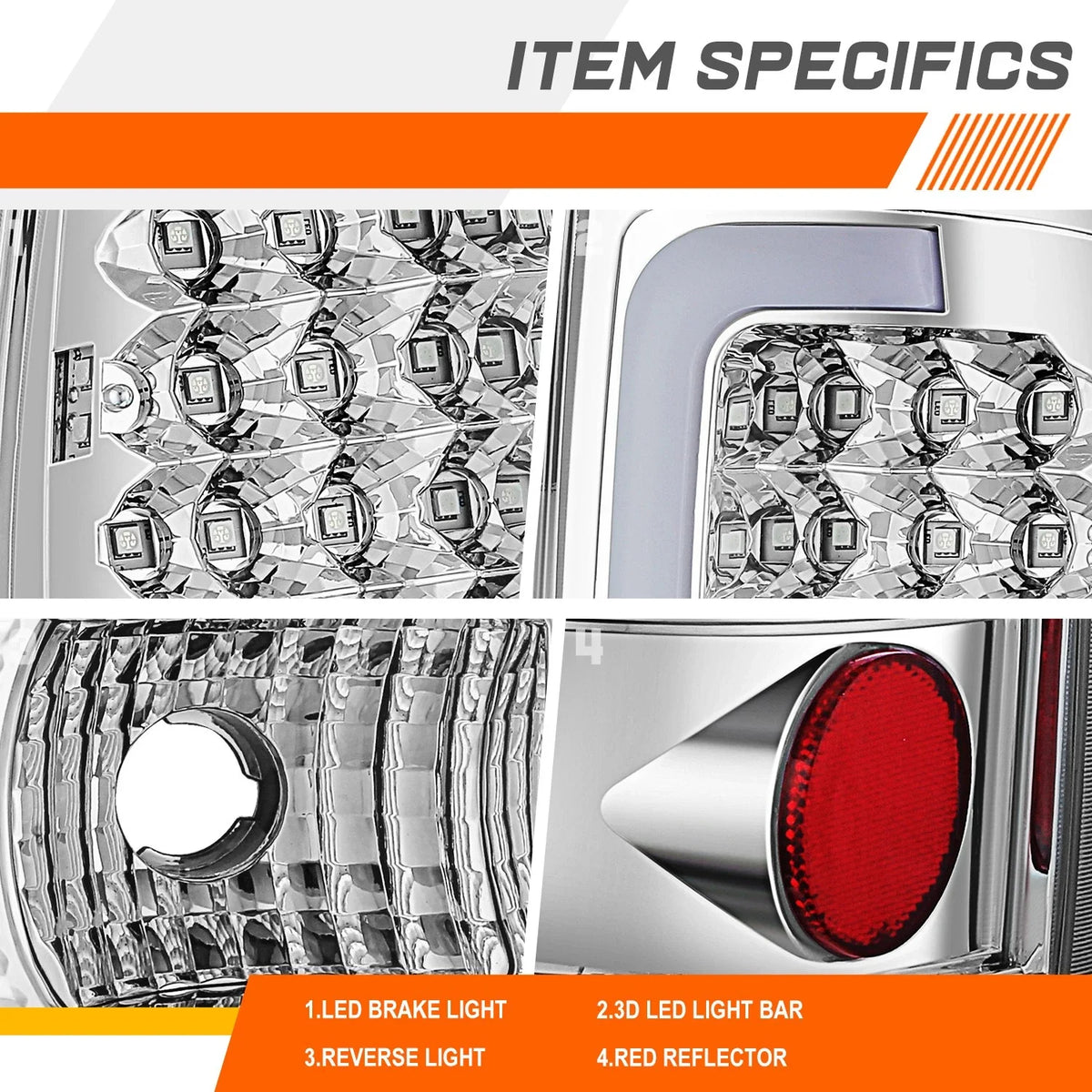 Tail Light Brake Lamp C-Bar LED for 1999-2003 GMC Sierra/ Chevy