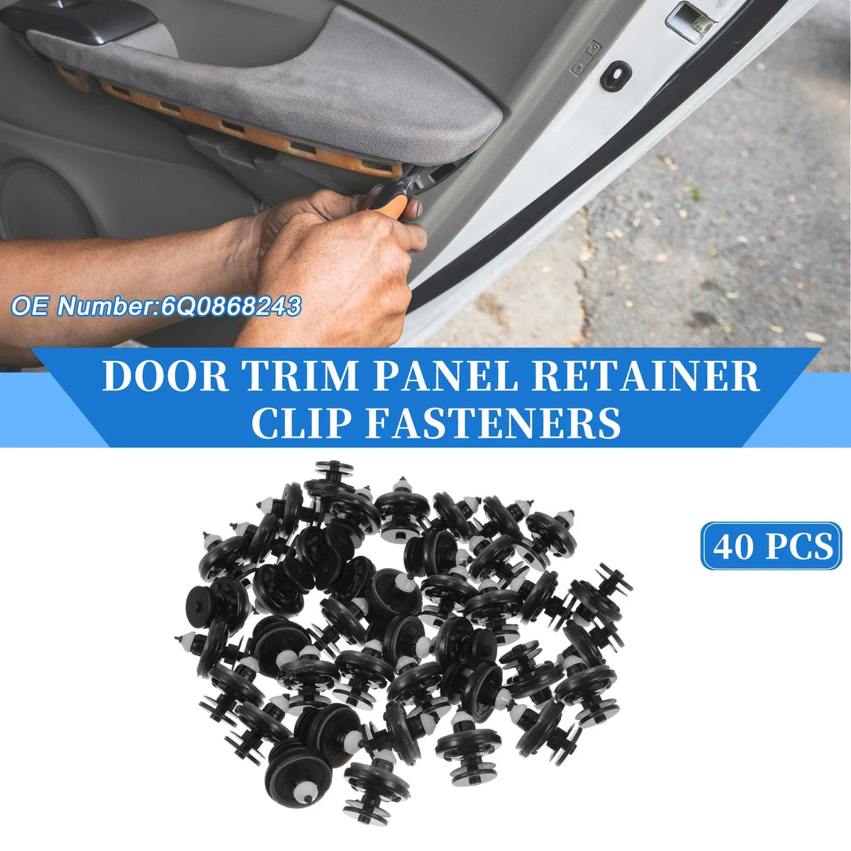 40 Pcs Door Panel Trim Retainer Clips for Audi TT Quattro (2008–2015) Nylon Black