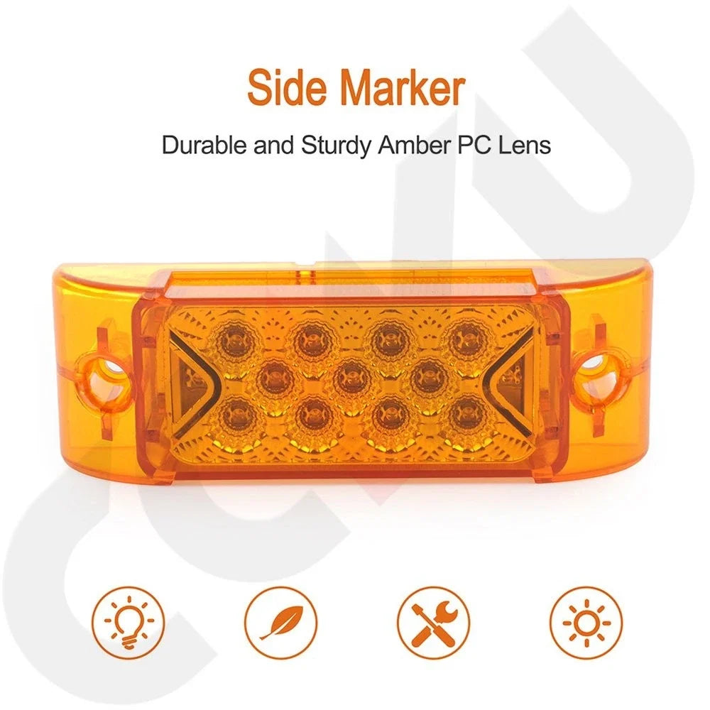 2X 6.1" Amber Side Marker Tail Light 12V 13 LED Universal