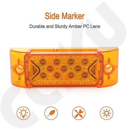 2X 6.1" Amber Side Marker Tail Light 12V 13 LED Universal