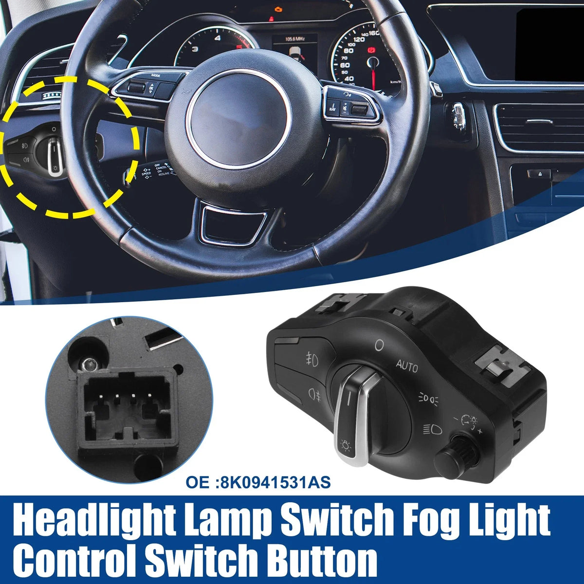 Headlight Lamp Switch for Audi A4, A4 Quattro (2008–2016) No. 8K0941531AS