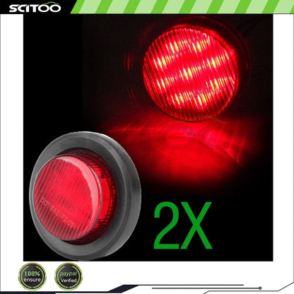 Set of 2 Red 9LED 2" Round Tail Lights for Freightliner Peterbilt